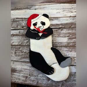 Panda Holiday Stocking in Black, White & Red